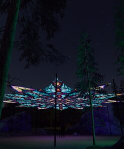 Mushroom Temple and Cosmic Oracle - 12 Petals Canopy Set - UV-Reactive Flurescent Ceiling Decoration - 3D-Preview