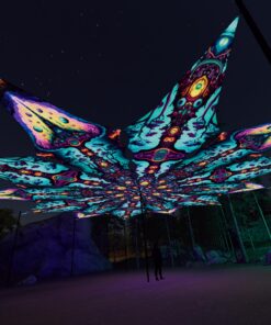 Mushroom Temple and Cosmic Oracle - 12 Petals Canopy Set - UV-Reactive Flurescent Ceiling Decoration - 3D-Preview