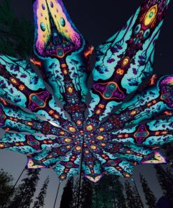 Mushroom Temple and Cosmic Oracle - 12 Petals Canopy Set - UV-Reactive Flurescent Ceiling Decoration - 3D-Preview