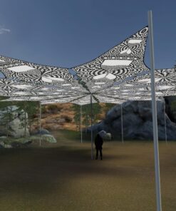 Hourglass - 12 Petals Canopy Set - Black&White Ceiling Decoration - 3D-Preview