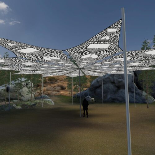 Hourglass - 12 Petals Canopy Set - Black&White Ceiling Decoration - 3D-Preview