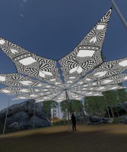 Hourglass - 12 Petals Canopy Set - Black&White Ceiling Decoration - 3D-Preview