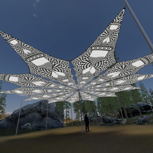 Hourglass - 12 Petals Canopy Set - Black&White Ceiling Decoration - 3D-Preview