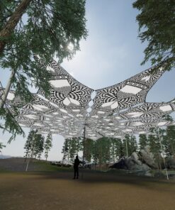 Hourglass - 12 Petals Canopy Set - Black&White Ceiling Decoration - 3D-Preview