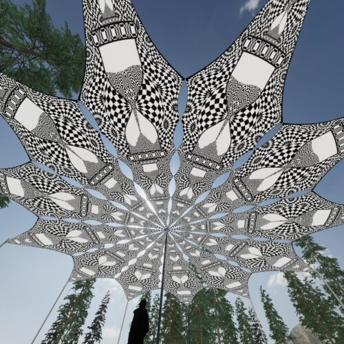 Hourglass - 12 Petals Canopy Set - Black&White Ceiling Decoration - 3D-Preview