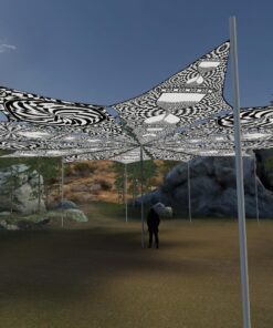 Hourglass and Spiral Clock - 12 Petals Canopy Set - Black&White Ceiling Decoration - 3D-Preview