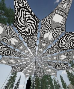 Hourglass and Spiral Clock - 12 Petals Canopy Set - Black&White Ceiling Decoration - 3D-Preview
