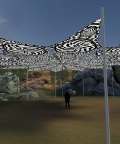 Spiral Clock - 12 Petals Canopy Set - Black&White Ceiling Decoration - 3D-Preview