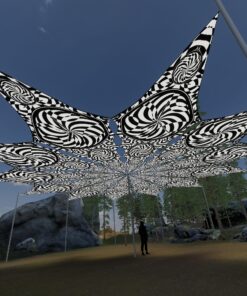 Spiral Clock - 12 Petals Canopy Set - Black&White Ceiling Decoration - 3D-Preview