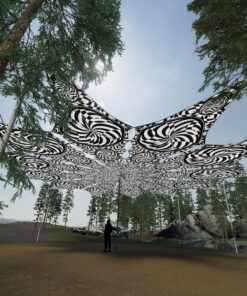 Spiral Clock - 12 Petals Canopy Set - Black&White Ceiling Decoration - 3D-Preview