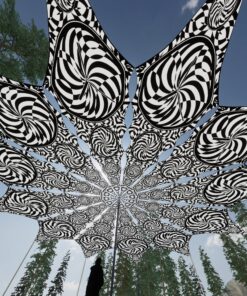 Spiral Clock - 12 Petals Canopy Set - Black&White Ceiling Decoration - 3D-Preview