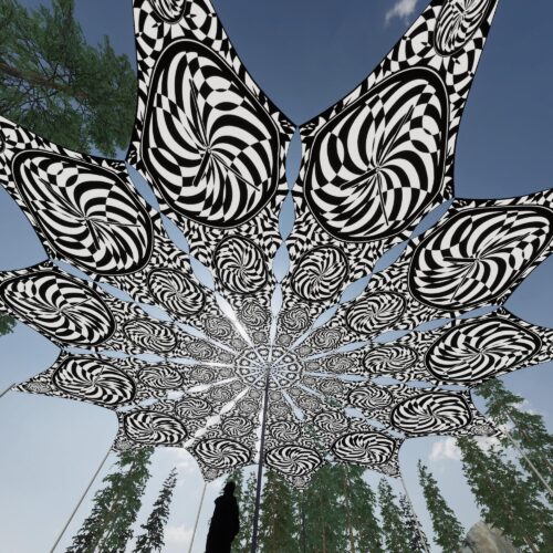 Spiral Clock - 12 Petals Canopy Set - Black&White Ceiling Decoration - 3D-Preview