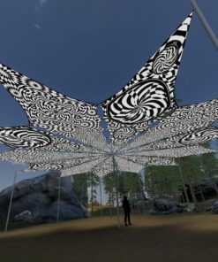 Spiral Clock and That Moment - 12 Petals Canopy Set - Black&White Ceiling Decoration - 3D-Preview