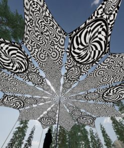 Spiral Clock and That Moment - 12 Petals Canopy Set - Black&White Ceiling Decoration - 3D-Preview