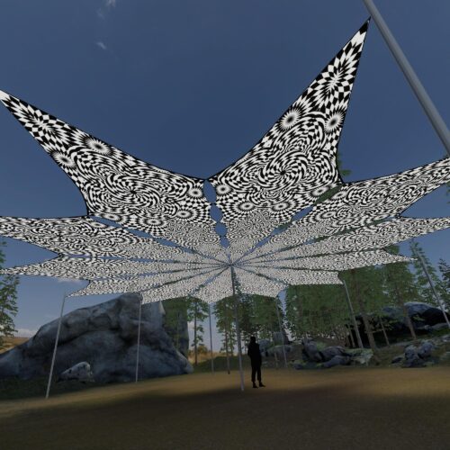 That Moment - 12 Petals Canopy Set - Black&White Ceiling Decoration - 3D-Preview