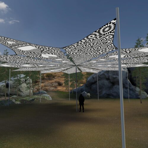 That Moment and Hourglass - 12 Petals Canopy Set - Black&White Ceiling Decoration - 3D-Preview