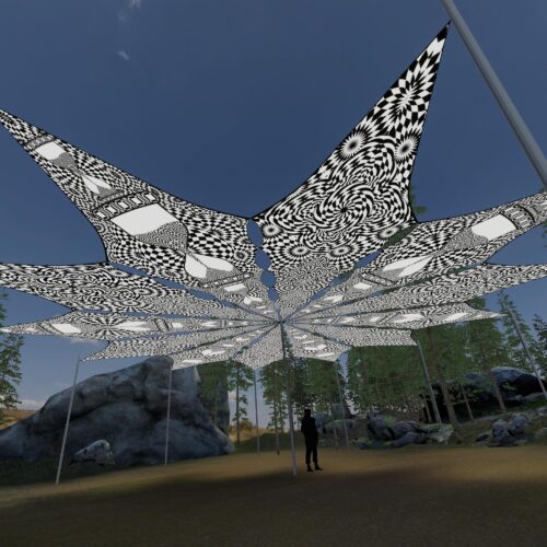 That Moment and Hourglass - 12 Petals Canopy Set - Black&White Ceiling Decoration - 3D-Preview