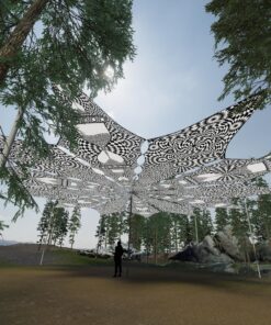 That Moment and Hourglass - 12 Petals Canopy Set - Black&White Ceiling Decoration - 3D-Preview