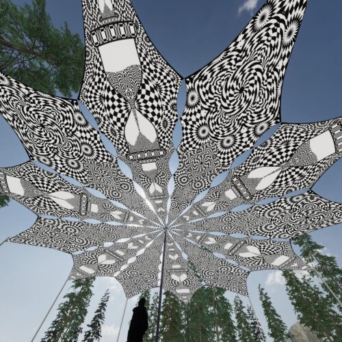 That Moment and Hourglass - 12 Petals Canopy Set - Black&White Ceiling Decoration - 3D-Preview