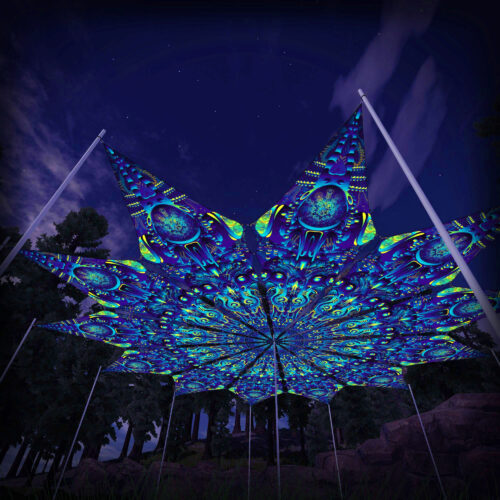 Neuro Hybrid - 12 Petals Canopy Set - UV-Reactive Flurescent Ceiling Decoration - 3D-Preview