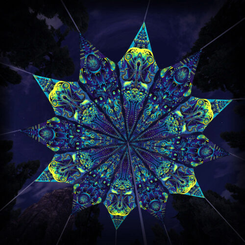Neuro Hybrid and Octo Bioforge - 12 Petals Canopy Set - UV-Reactive Flurescent Ceiling Decoration - 3D-Preview