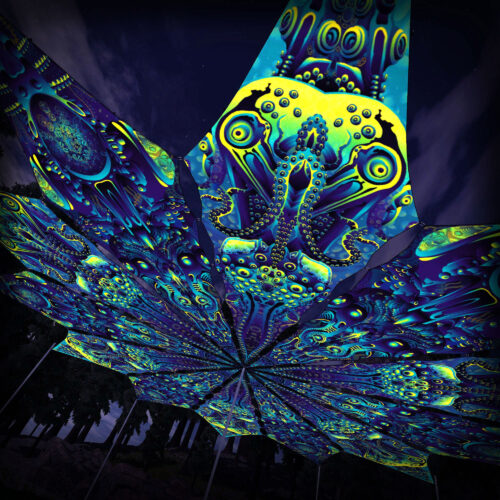 Neuro Hybrid and Octo Bioforge - 12 Petals Canopy Set - UV-Reactive Flurescent Ceiling Decoration - 3D-Preview
