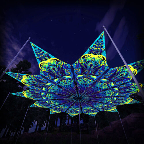 Octo Bioforge - 12 Petals Canopy Set - UV-Reactive Flurescent Ceiling Decoration - 3D-Preview