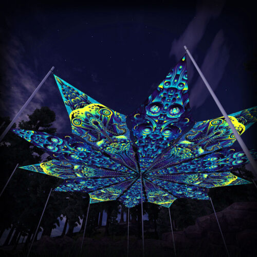 Octo Bioforge and Cyber Nexus - 12 Petals Canopy Set - UV-Reactive Flurescent Ceiling Decoration - 3D-Preview
