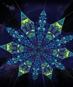 Octo Bioforge and Cyber Nexus - 12 Petals Canopy Set - UV-Reactive Flurescent Ceiling Decoration - 3D-Preview