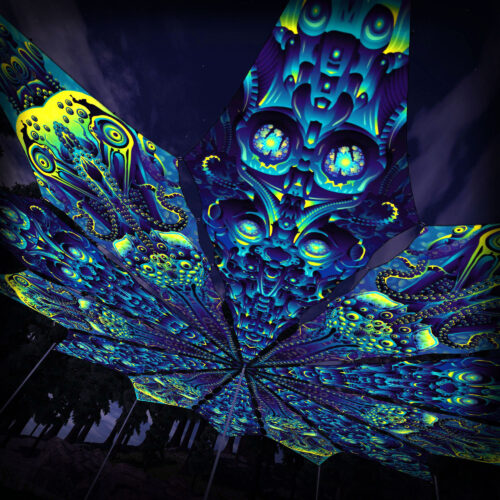 Octo Bioforge and Cyber Nexus - 12 Petals Canopy Set - UV-Reactive Flurescent Ceiling Decoration - 3D-Preview