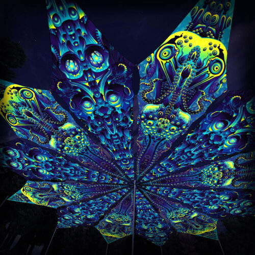 Octo Bioforge and Cyber Nexus - 12 Petals Canopy Set - UV-Reactive Flurescent Ceiling Decoration - 3D-Preview
