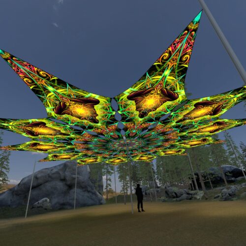 Adept - 12 Petals Canopy Set - UV-Reactive Flurescent Ceiling Decoration - 3D-Preview