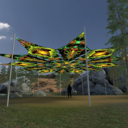 Adept and Leaf - 12 Petals Canopy Set - UV-Reactive Flurescent Ceiling Decoration - 3D-Preview