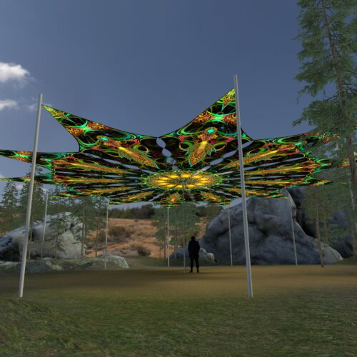 Leaf - 12 Petals Canopy Set - UV-Reactive Flurescent Ceiling Decoration - 3D-Preview