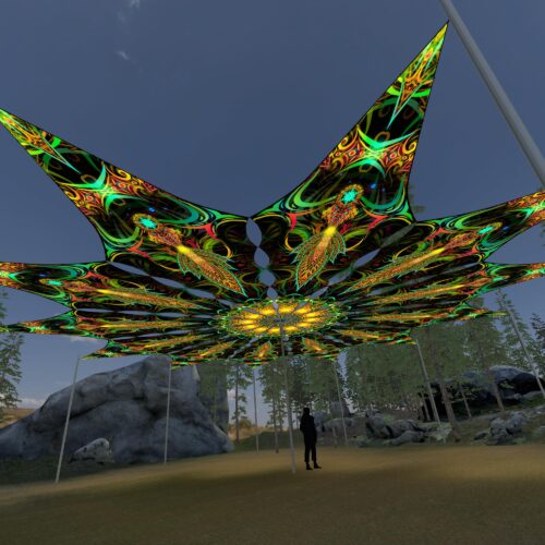 Leaf - 12 Petals Canopy Set - UV-Reactive Flurescent Ceiling Decoration - 3D-Preview