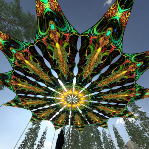 Leaf - 12 Petals Canopy Set - UV-Reactive Flurescent Ceiling Decoration - 3D-Preview