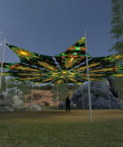 Leaf and Star - 12 Petals Canopy Set - UV-Reactive Flurescent Ceiling Decoration - 3D-Preview