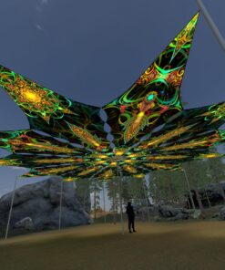 Leaf and Star - 12 Petals Canopy Set - UV-Reactive Flurescent Ceiling Decoration - 3D-Preview