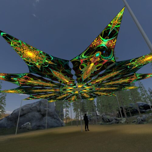 Leaf and Star - 12 Petals Canopy Set - UV-Reactive Flurescent Ceiling Decoration - 3D-Preview