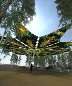 Leaf and Star - 12 Petals Canopy Set - UV-Reactive Flurescent Ceiling Decoration - 3D-Preview