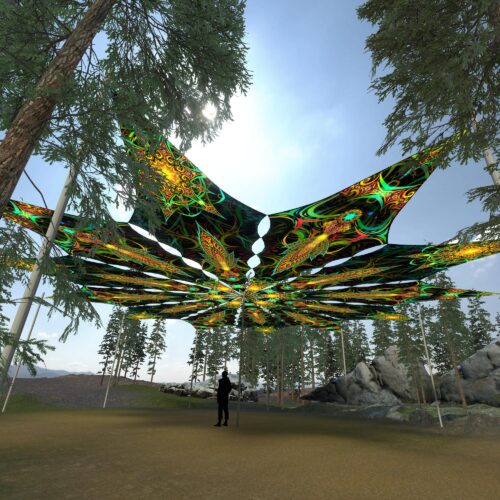 Leaf and Star - 12 Petals Canopy Set - UV-Reactive Flurescent Ceiling Decoration - 3D-Preview