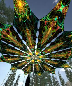 Leaf and Star - 12 Petals Canopy Set - UV-Reactive Flurescent Ceiling Decoration - 3D-Preview