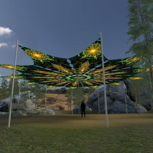 Star - 12 Petals Canopy Set - UV-Reactive Flurescent Ceiling Decoration - 3D-Preview