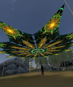 Star - 12 Petals Canopy Set - UV-Reactive Flurescent Ceiling Decoration - 3D-Preview