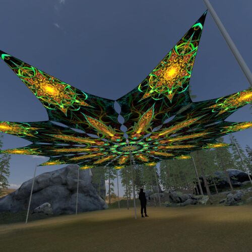 Star - 12 Petals Canopy Set - UV-Reactive Flurescent Ceiling Decoration - 3D-Preview