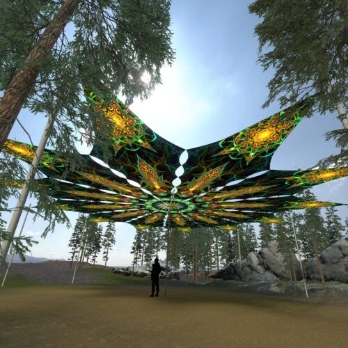 Star - 12 Petals Canopy Set - UV-Reactive Flurescent Ceiling Decoration - 3D-Preview