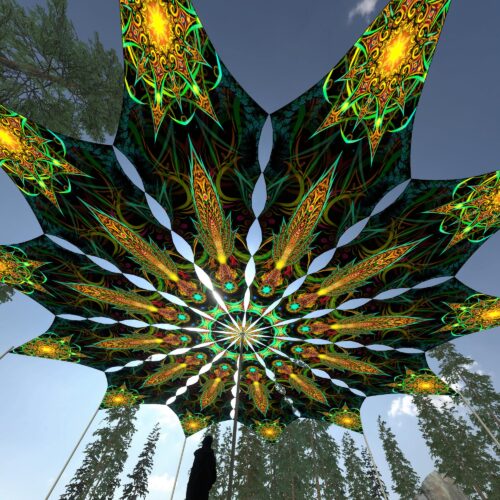 Star - 12 Petals Canopy Set - UV-Reactive Flurescent Ceiling Decoration - 3D-Preview