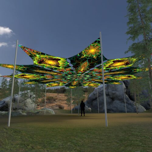 Star and Adept - 12 Petals Canopy Set - UV-Reactive Flurescent Ceiling Decoration - 3D-Preview