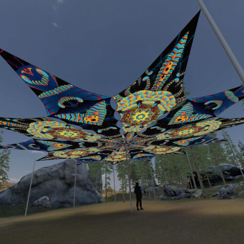 Blip-Blop and Radiance - 12 Petals Canopy Set - UV-Reactive Flurescent Ceiling Decoration - 3D-Preview