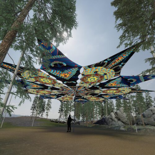 Blip-Blop and Radiance - 12 Petals Canopy Set - UV-Reactive Flurescent Ceiling Decoration - 3D-Preview